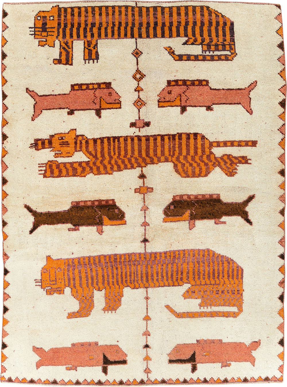 Vintage Persian Bakhtiari Pictorial Accent Rug (Pair: 2 of 2), No.30017 - Gsblank