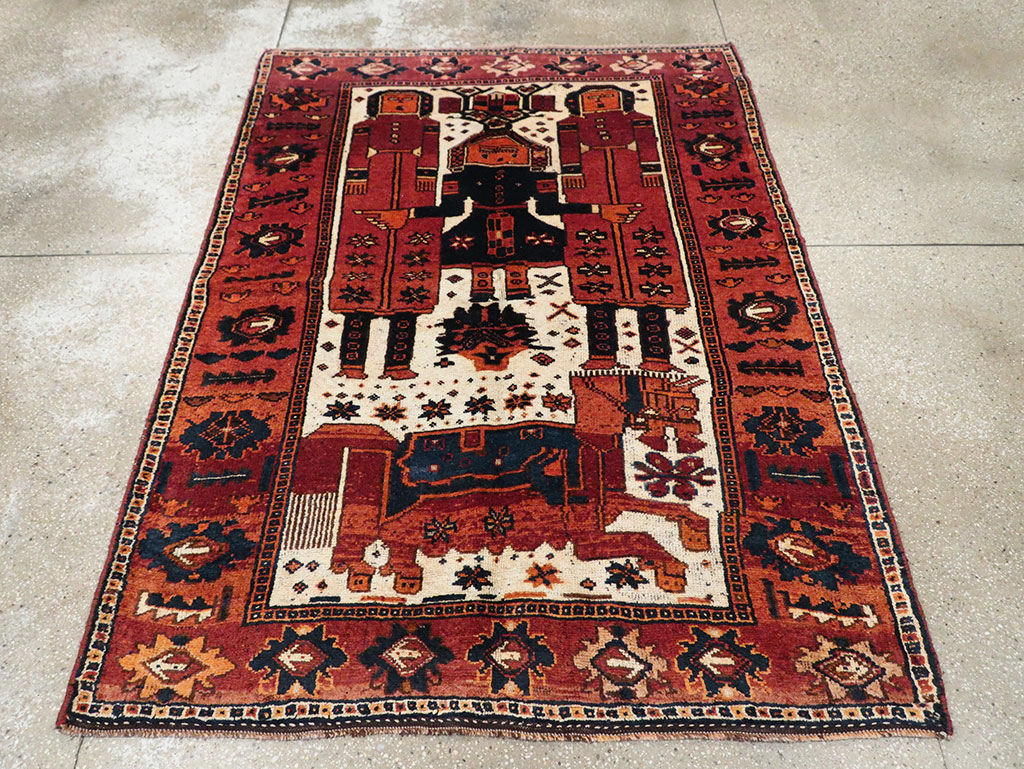 Vintage Persian Pictorial Bakhtiari Rug, No.30029 - Gsblank