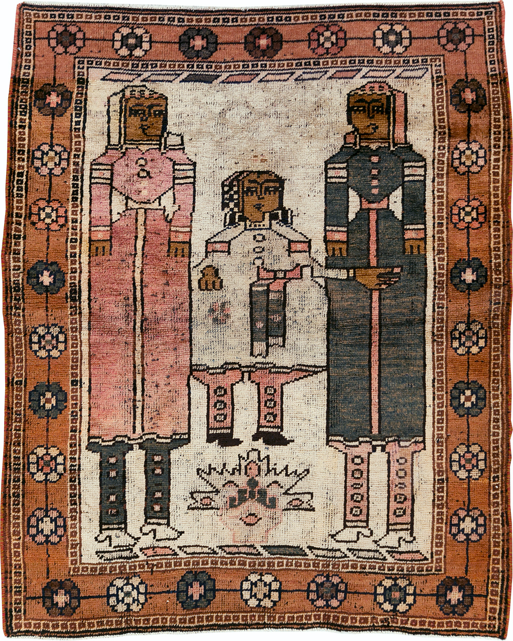 Vintage Persian Bakhtiari Pictorial Rug, No.30035 - Gsblank