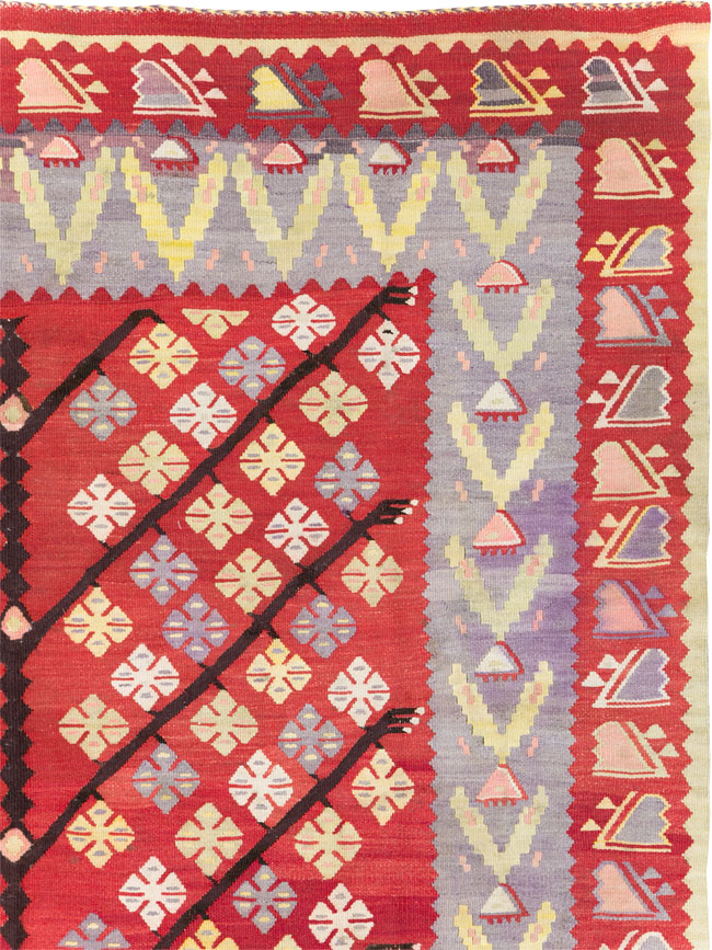 Vintage Turkish Flatweave Kilim Accent Rug, No.30042 - Gsblank