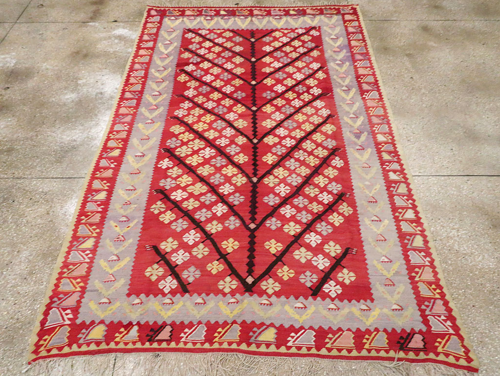 Vintage Turkish Flatweave Kilim Accent Rug, No.30042 - Gsblank