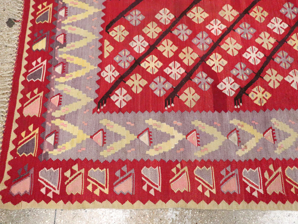 Vintage Turkish Flatweave Kilim Accent Rug, No.30042 - Gsblank