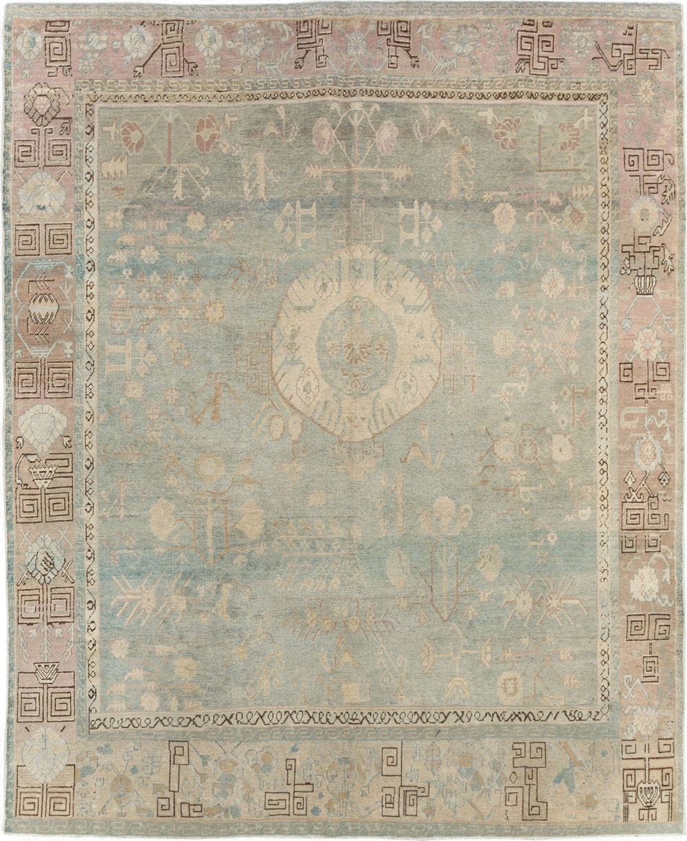 Antique East Turkestan Khotan Accent Rug, No.30043 - Gsblank
