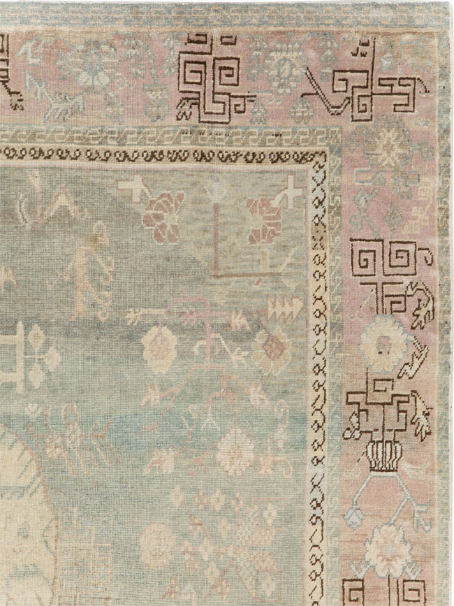 Antique East Turkestan Khotan Accent Rug, No.30043 - Gsblank