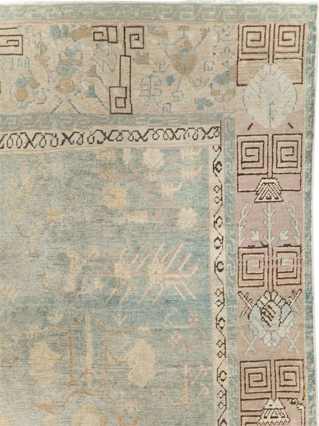 Antique East Turkestan Khotan Accent Rug, No.30043 - Gsblank