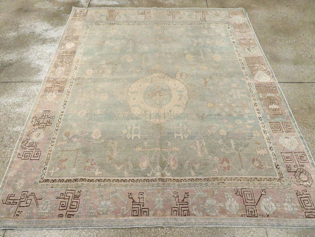 Antique East Turkestan Khotan Accent Rug, No.30043 - Gsblank