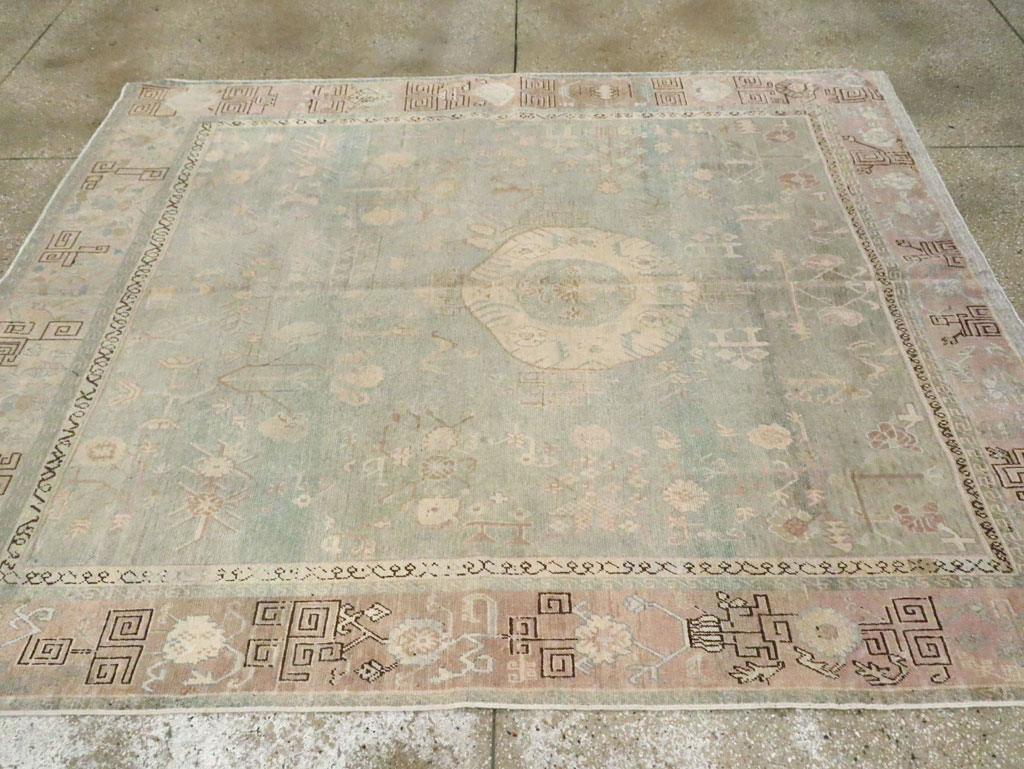 Antique East Turkestan Khotan Accent Rug, No.30043 - Gsblank