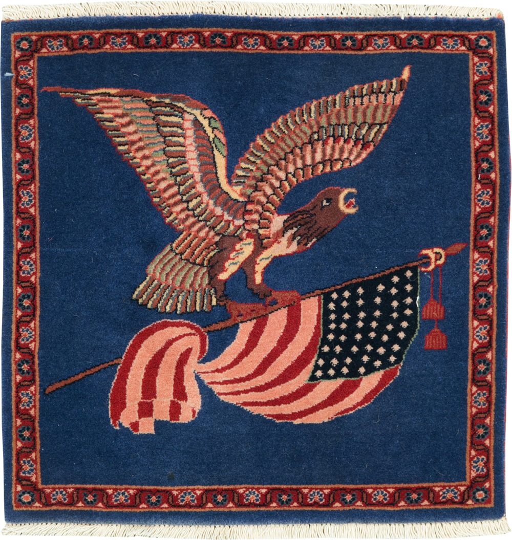 Modern Persian Kashan Flag Pictorial Rug (Pair: 1 of 2), No.30044 - Gsblank