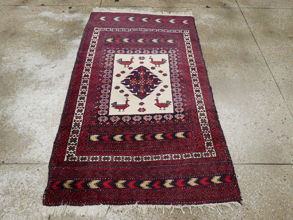 Vintage Persian Pictorial Baluch Rug, No.30055 - Gsblank