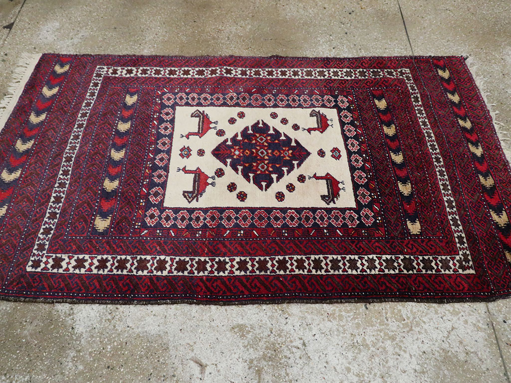 Vintage Persian Pictorial Baluch Rug, No.30055 - Gsblank