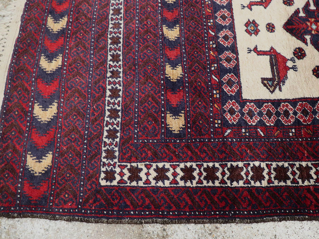Vintage Persian Pictorial Baluch Rug, No.30055 - Gsblank