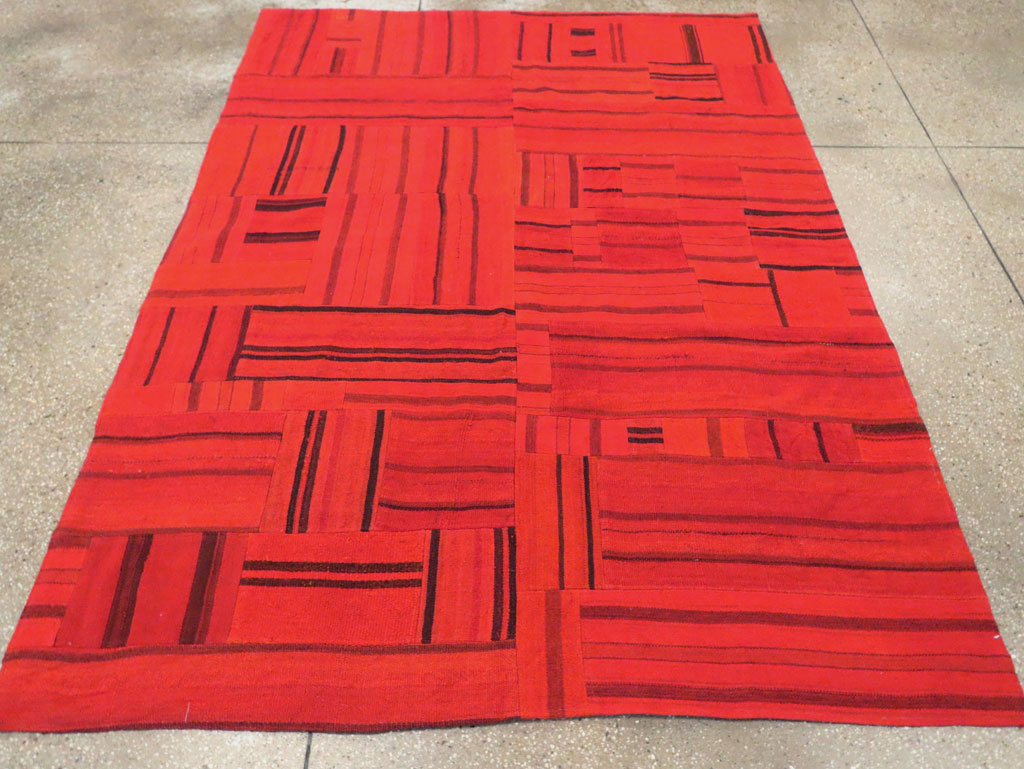 21st Century Red Patchwork Style Turkish Flatweave Kilim, No.30083 - Gsblank