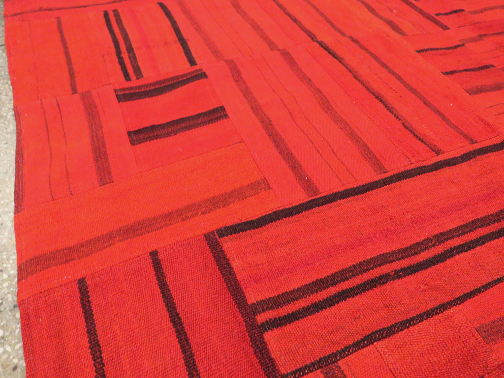 21st Century Red Patchwork Style Turkish Flatweave Kilim, No.30083 - Gsblank