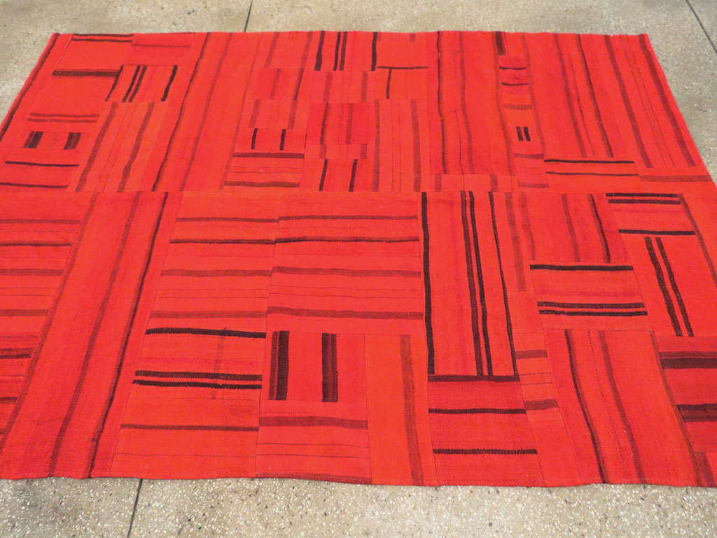 21st Century Red Patchwork Style Turkish Flatweave Kilim, No.30083 - Gsblank