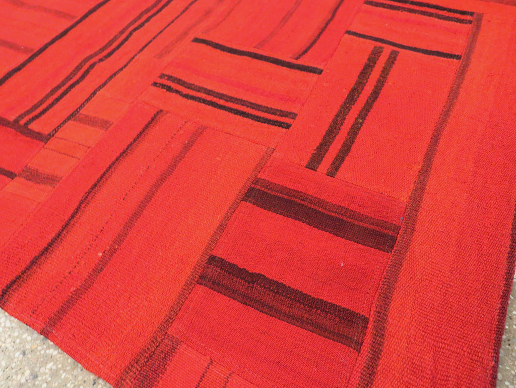 21st Century Red Patchwork Style Turkish Flatweave Kilim, No.30083 - Gsblank
