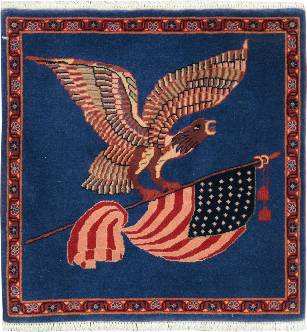 Modern Persian Kashan Flag Pictorial Rug (Pair: 2 of 2), No.30103 - Gsblank