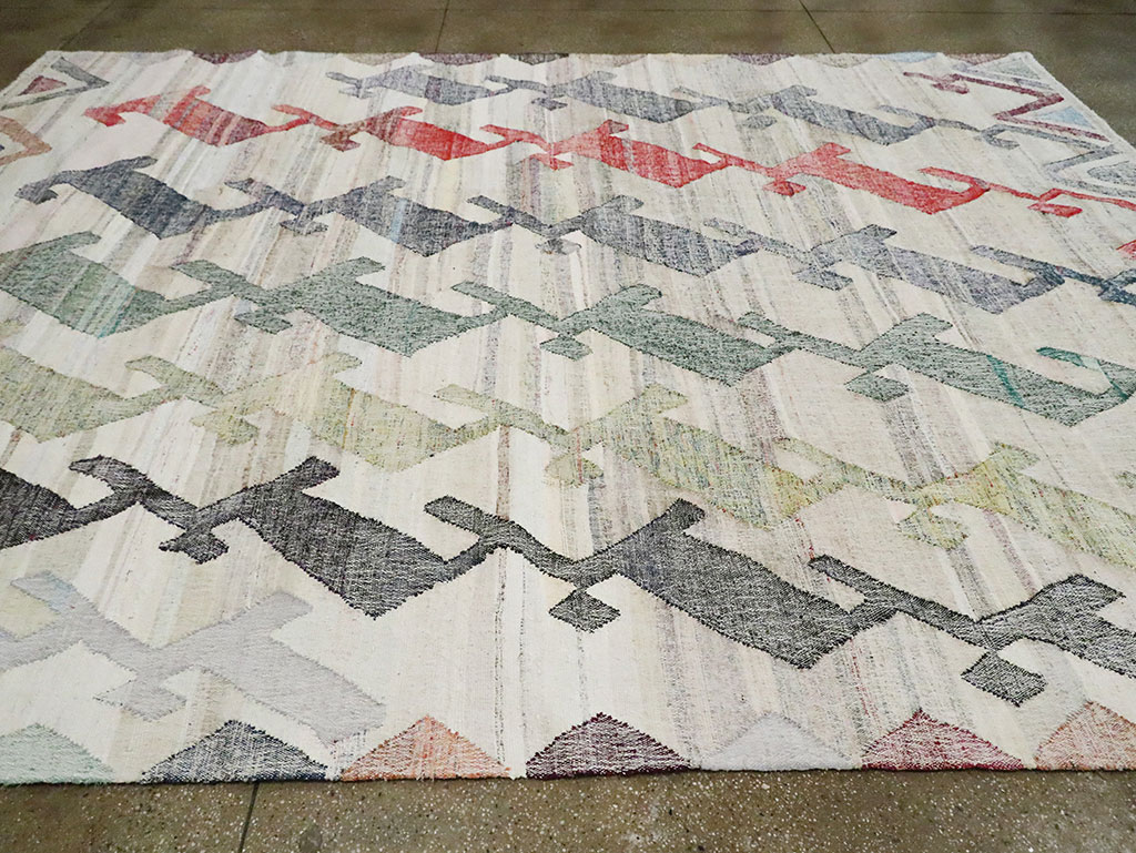 Contemporary Geometric Turkish Flatweave Kilim , No.30112 - Gsblank