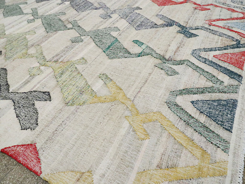 Contemporary Geometric Turkish Flatweave Kilim , No.30112 - Gsblank