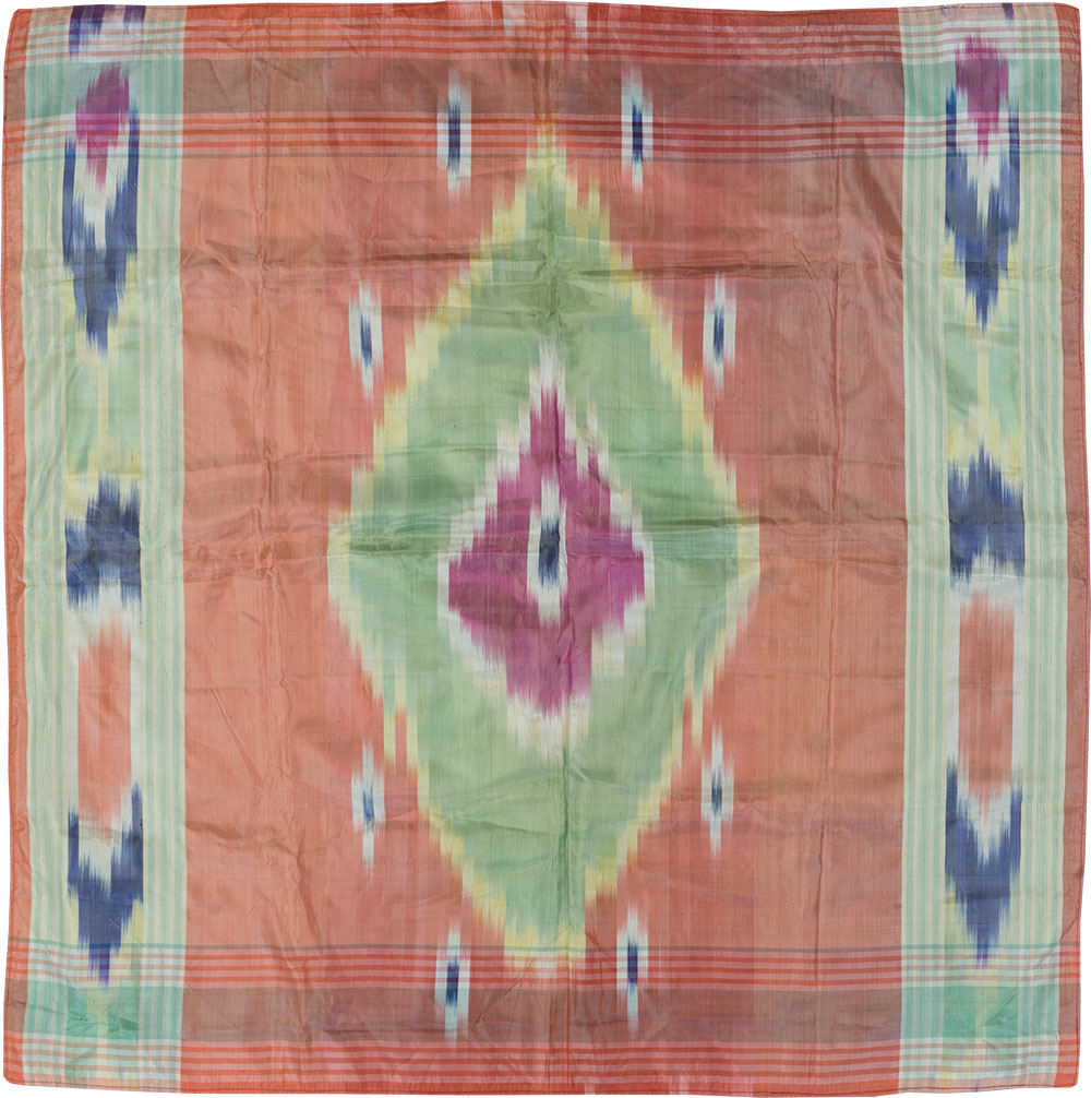 Vintage Central Asian Square Ikat Textile, No.30136 - Gsblank