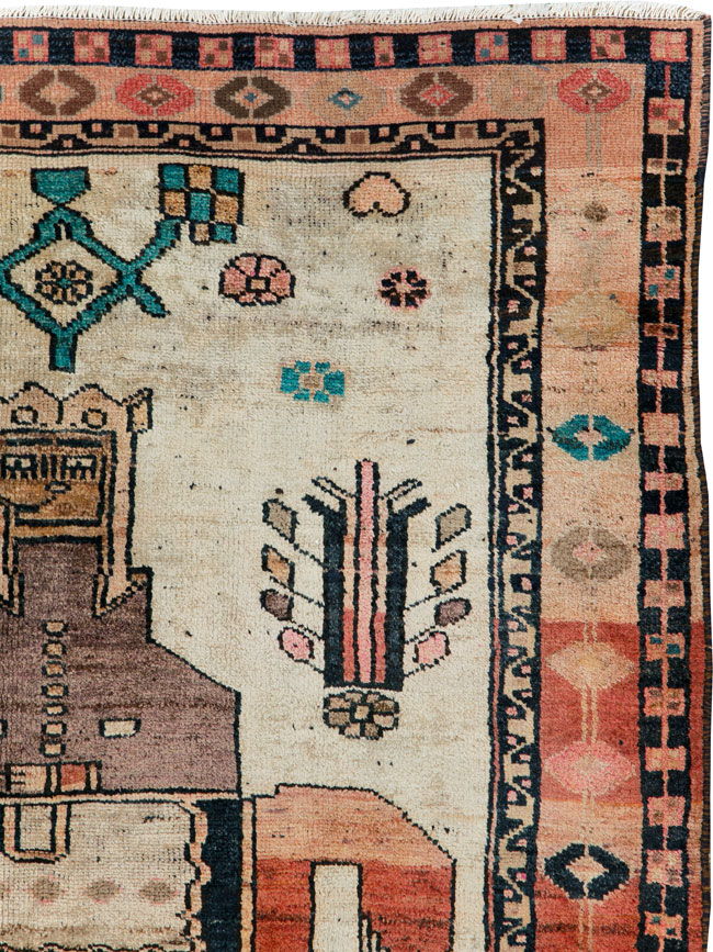 Vintage Persian Bakhtiari Pictorial Rug, No.30143 - Gsblank