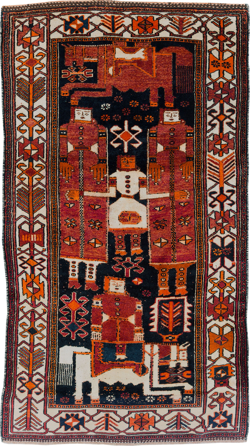 Vintage Persian Pictorial Bakhtiari Rug, No.30145 - Gsblank