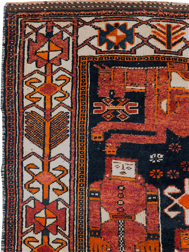 Vintage Persian Pictorial Bakhtiari Rug, No.30145 - Gsblank