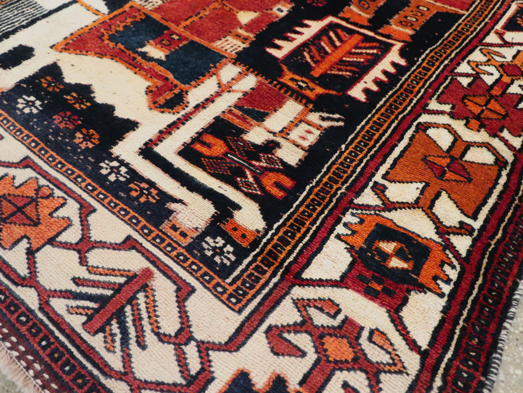 Vintage Persian Pictorial Bakhtiari Rug, No.30145 - Gsblank