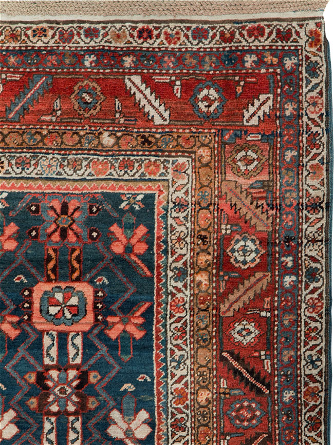 Antique Persian Bakshaish Pictorial Throw Rug, No.30188 - Gsblank