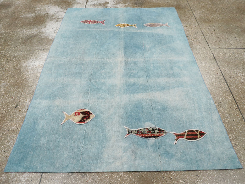 Modern Turkish Flatweave Accent Rug, No.30194 - Gsblank