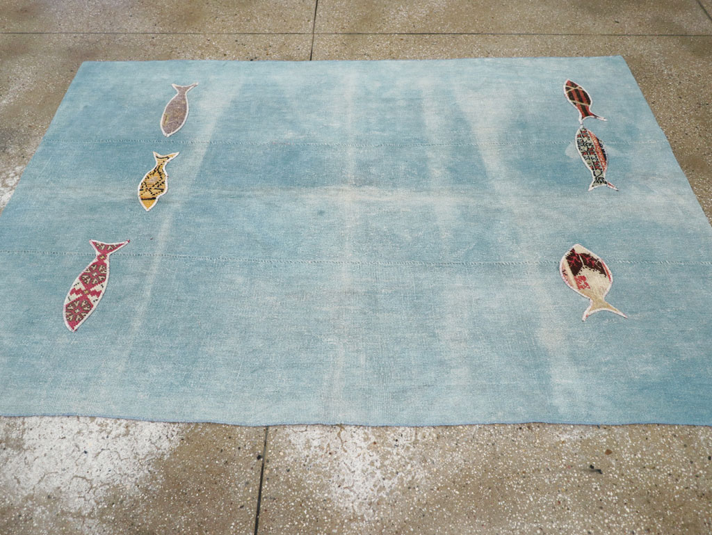 Modern Turkish Flatweave Accent Rug, No.30194 - Gsblank