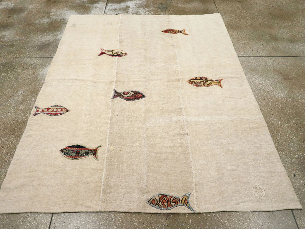 Modern Turkish Flatweave Accent Rug, No.30196 - Gsblank