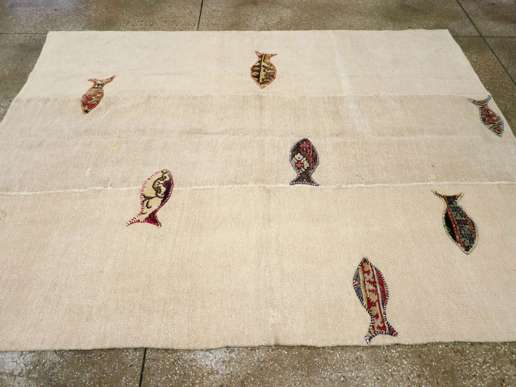 Modern Turkish Flatweave Accent Rug, No.30196 - Gsblank