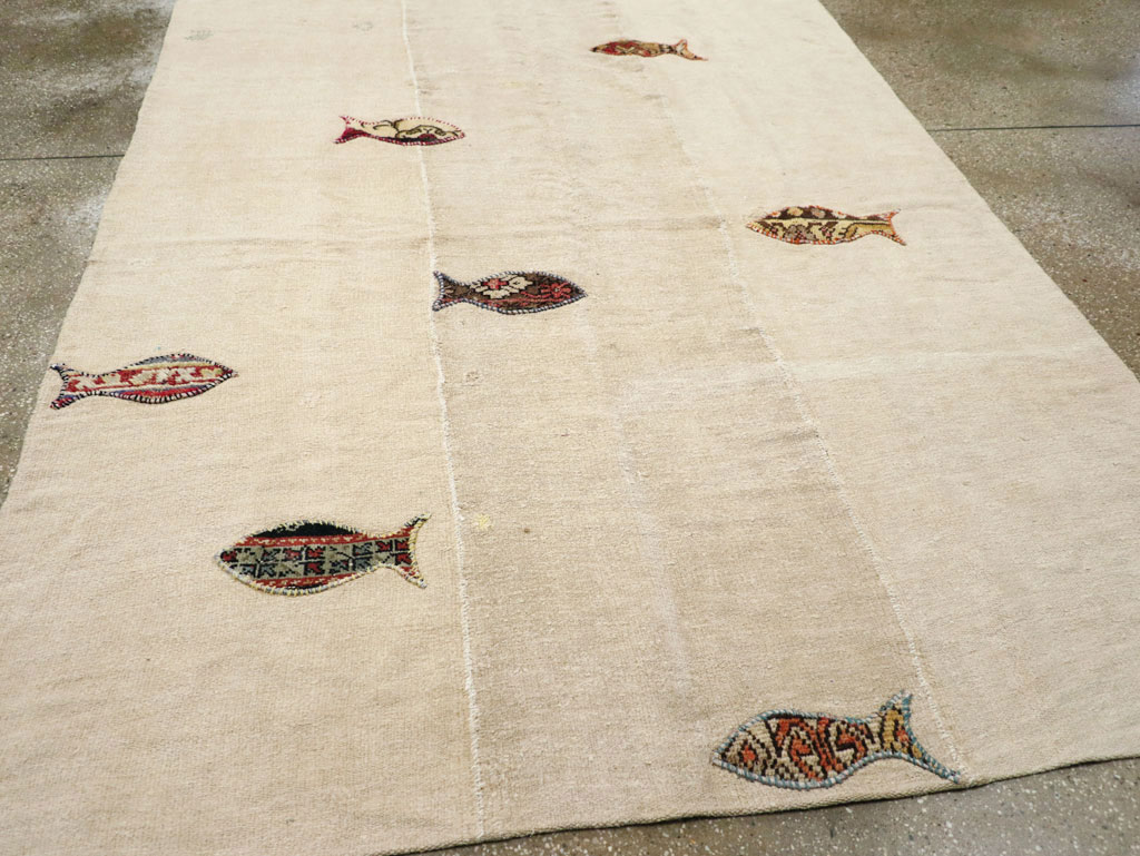 Modern Turkish Flatweave Accent Rug, No.30196 - Gsblank