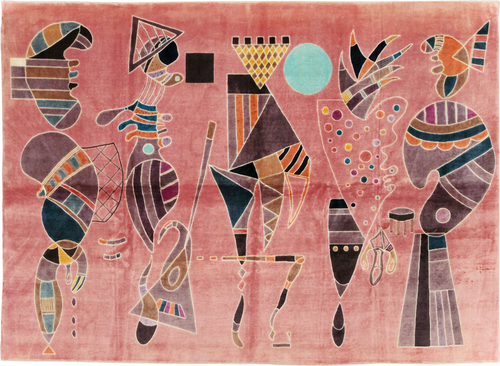 Vintage Turkish Cubist Style Art Deco Accent Carpet, No.30197 - Gsblank