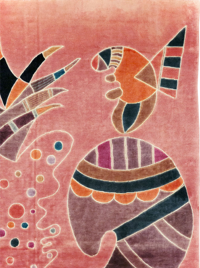 Vintage Turkish Cubist Style Art Deco Accent Carpet, No.30197 - Gsblank