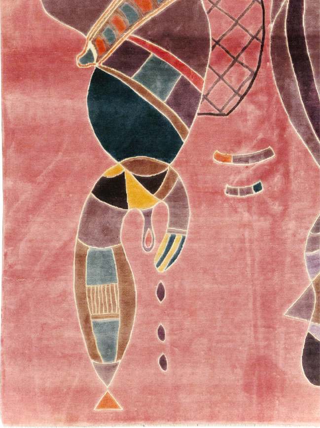 Vintage Turkish Cubist Style Art Deco Accent Carpet, No.30197 - Gsblank