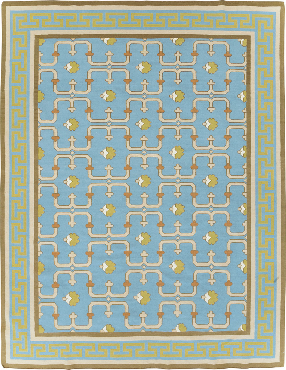 Contemporary Indian Flatweave Dhurrie Room Size Carpet, No.30199 - Gsblank