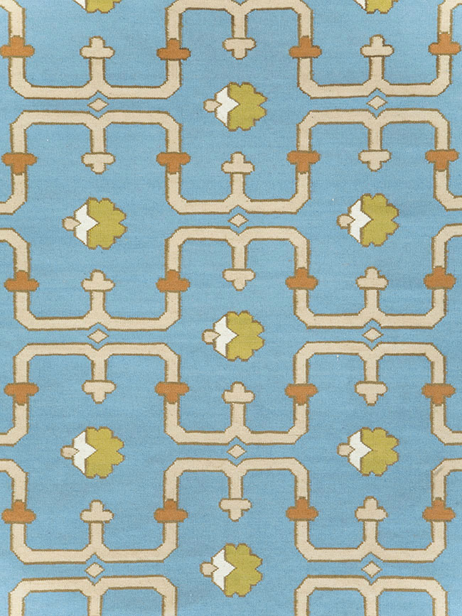 Contemporary Indian Flatweave Dhurrie Room Size Carpet, No.30199 - Gsblank