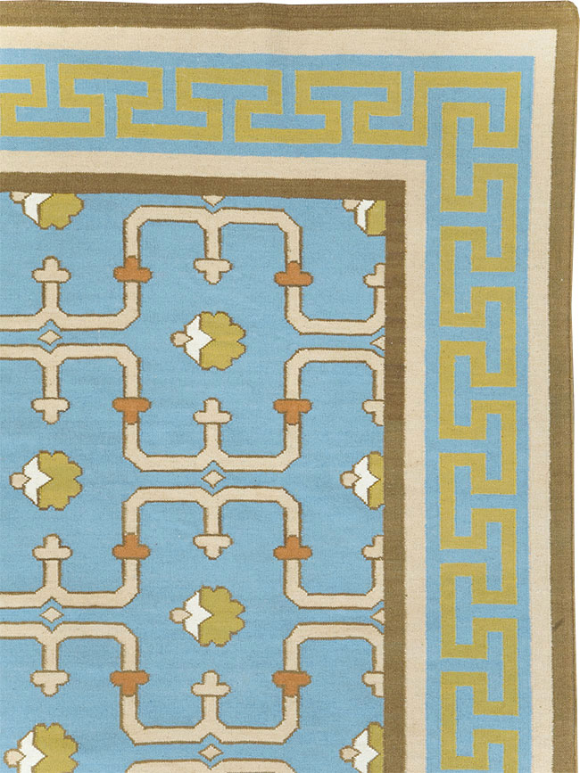 Contemporary Indian Flatweave Dhurrie Room Size Carpet, No.30199 - Gsblank