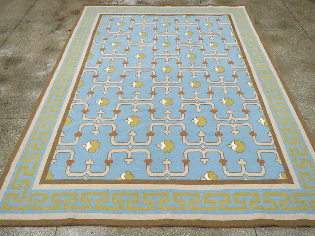 Contemporary Indian Flatweave Dhurrie Room Size Carpet, No.30199 - Gsblank