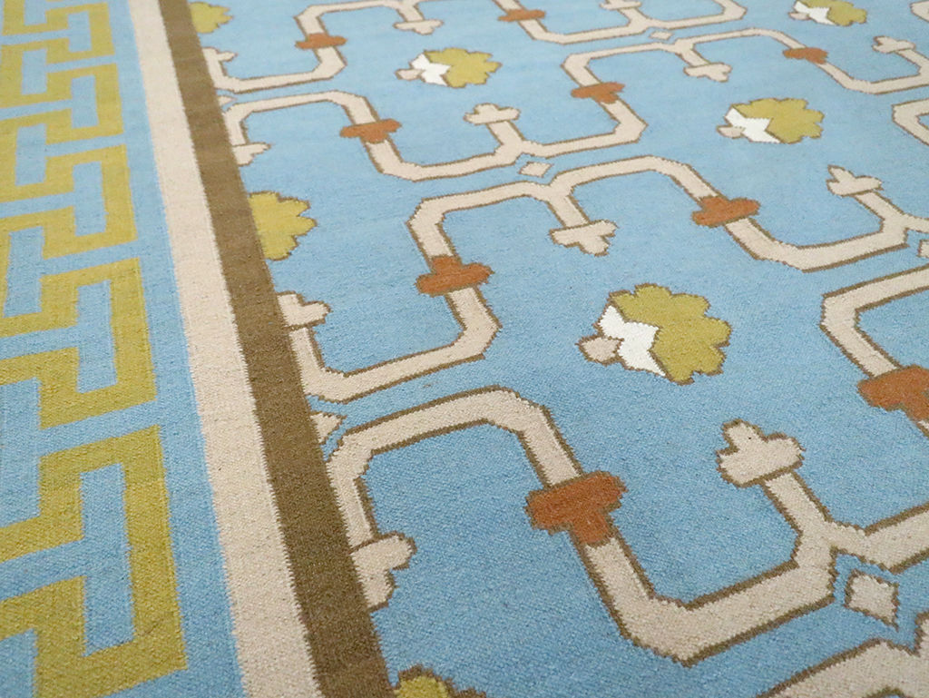 Contemporary Indian Flatweave Dhurrie Room Size Carpet, No.30199 - Gsblank