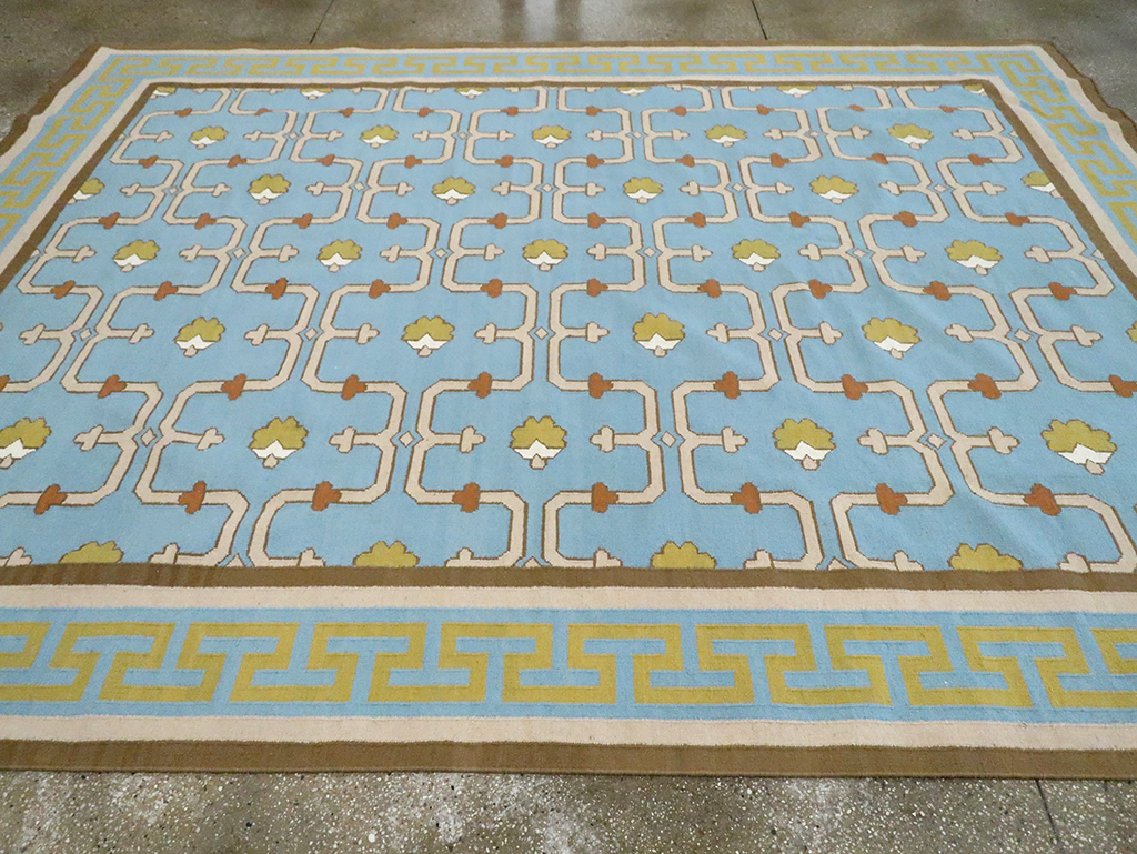 Contemporary Indian Flatweave Dhurrie Room Size Carpet, No.30199 - Gsblank