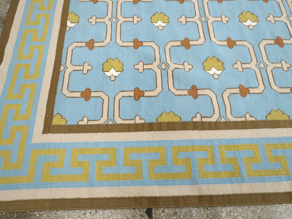 Contemporary Indian Flatweave Dhurrie Room Size Carpet, No.30199 - Gsblank