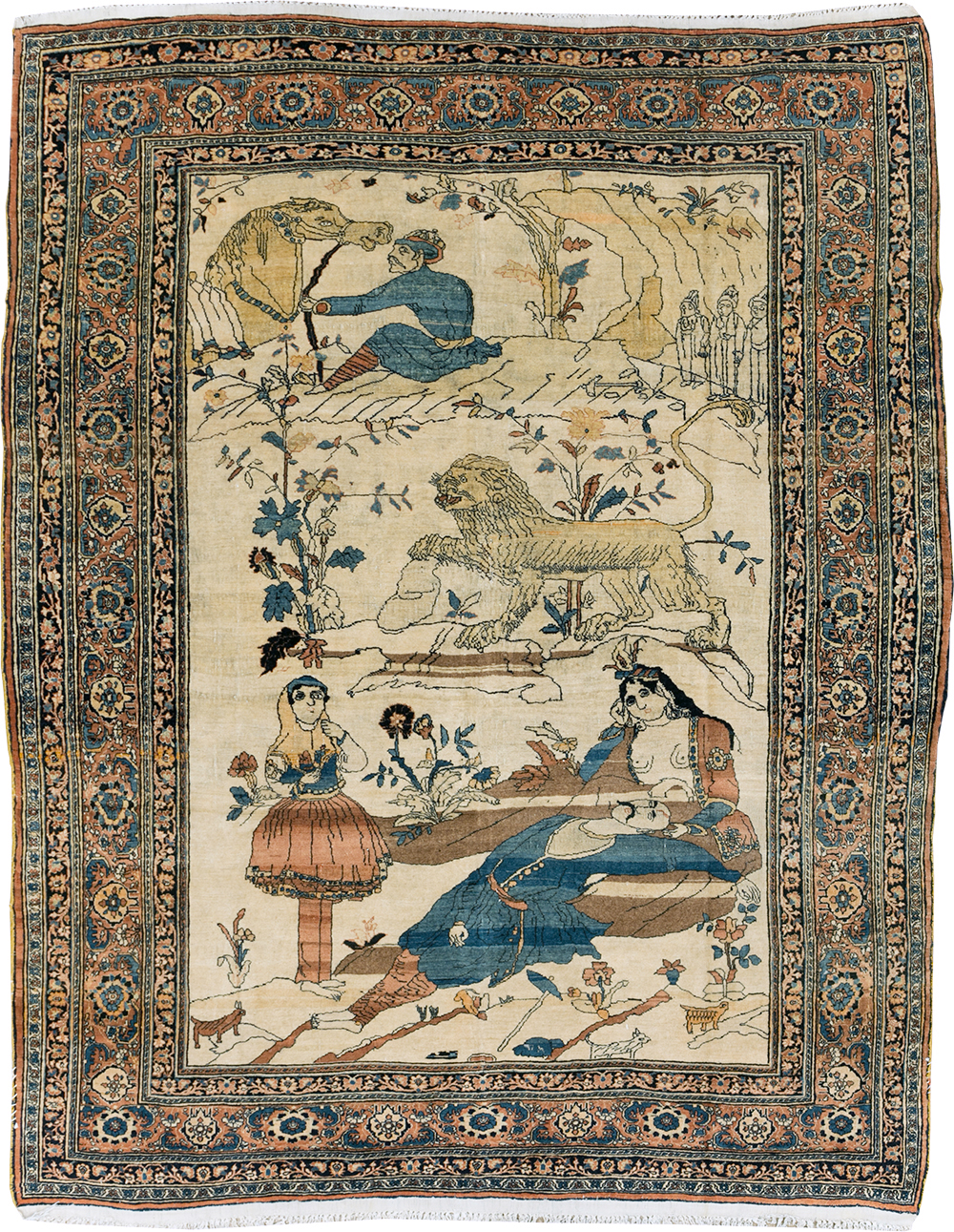 Antique Persian Tabriz Hadji Jalili Pictorial Rug, No.30225 - Gsblank
