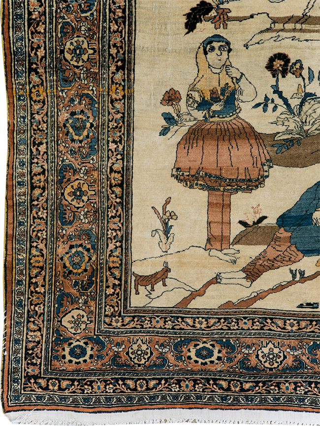 Antique Persian Tabriz Hadji Jalili Pictorial Rug, No.30225 - Gsblank