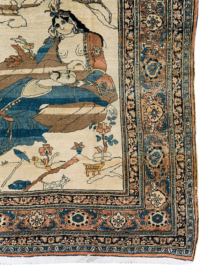 Antique Persian Tabriz Hadji Jalili Pictorial Rug, No.30225 - Gsblank