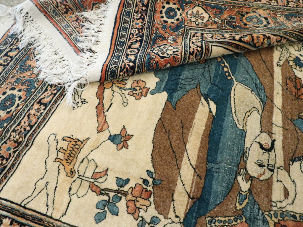 Antique Persian Tabriz Hadji Jalili Pictorial Rug, No.30225 - Gsblank