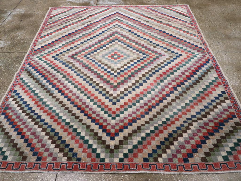 Vintage Anatolian Deco Carpet, No.30231 - Gsblank