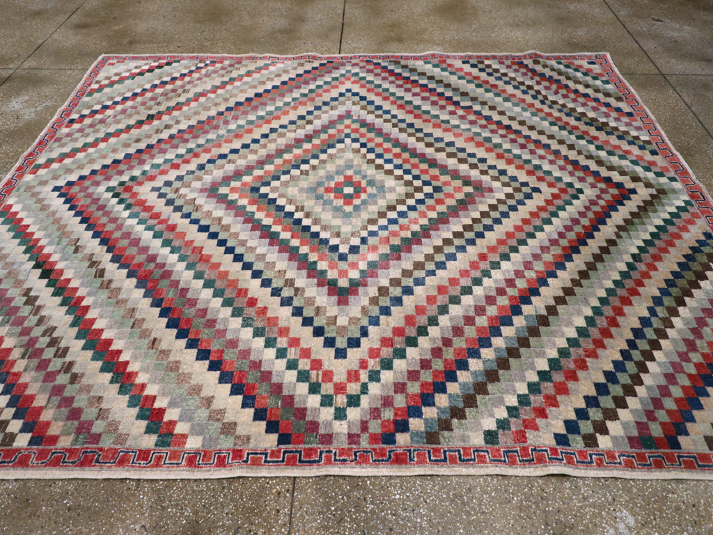 Vintage Anatolian Deco Carpet, No.30231 - Gsblank