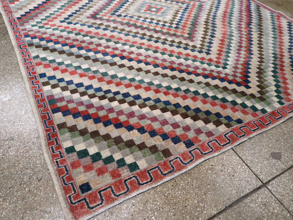 Vintage Anatolian Deco Carpet, No.30231 - Gsblank